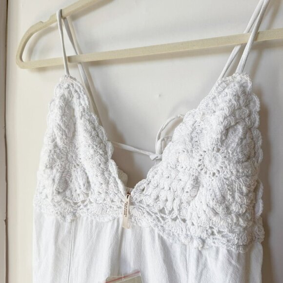 New Free People Lovey Maxi Dress Long Crochet Lace Summer Spring Cotton White - Picture 8 of 13